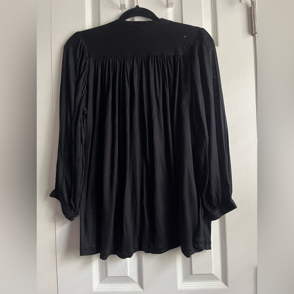 J. Crew Drapey Black Button Popover Blouse Small - Picture 3 of 6